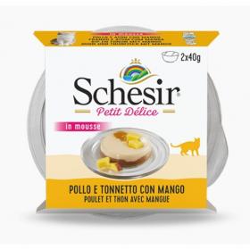 Schesir cat Mousse Petit Delice Piletina, tunjevina i mango 2x40g